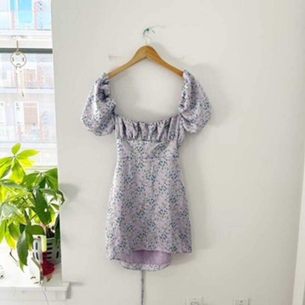 Zara Purple Floral Print Silky Mini Dress Size Medium